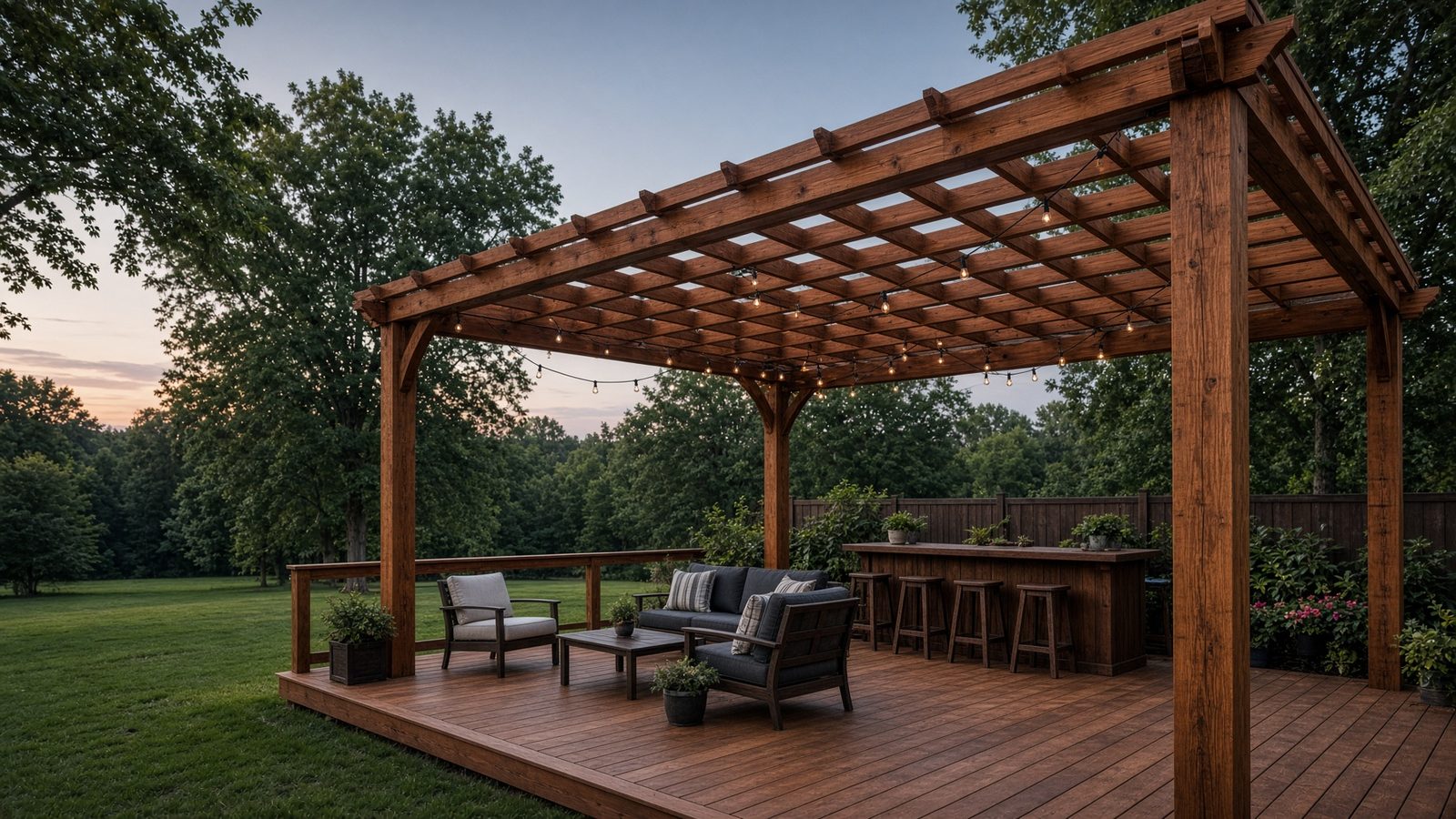 Party deck with pergola