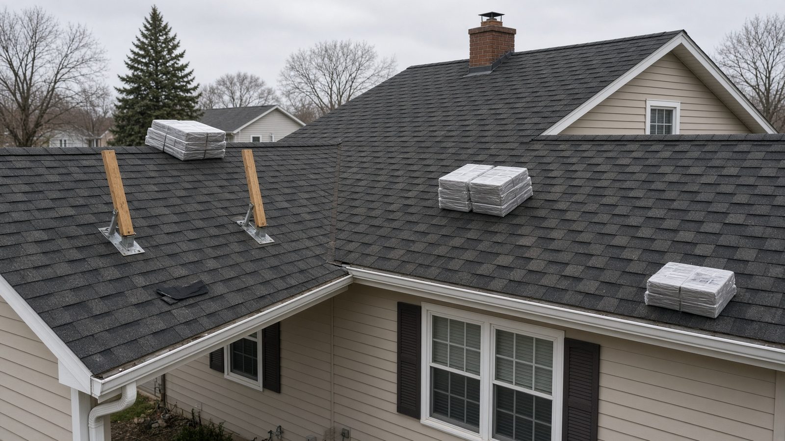 Roofing in progress